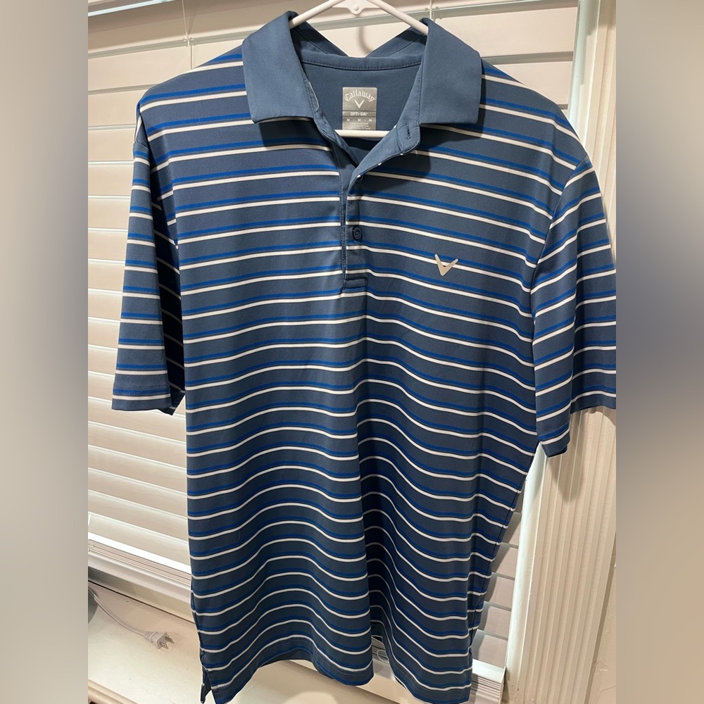 Callaway Men’s Opti-Dry Performance Golf Polo Shirt, Medium Blue Stiped